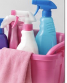 Cleaning supplies used by the Morgan Housekeeping crew